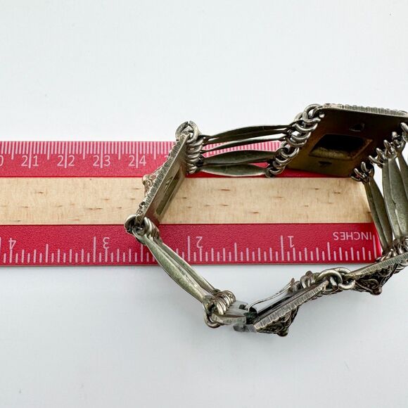 Vintage Mexico 925 Sterling Silver Panel Bracelet – Handcrafted Boho Design - Picture 12 of 12